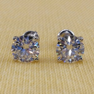 1.60CTW Round Cut Moissanite Earring, Screw Back Stud Earrings, Moissanite Basket Setting Earrings, Moissanite Bridal Wedding Earring,