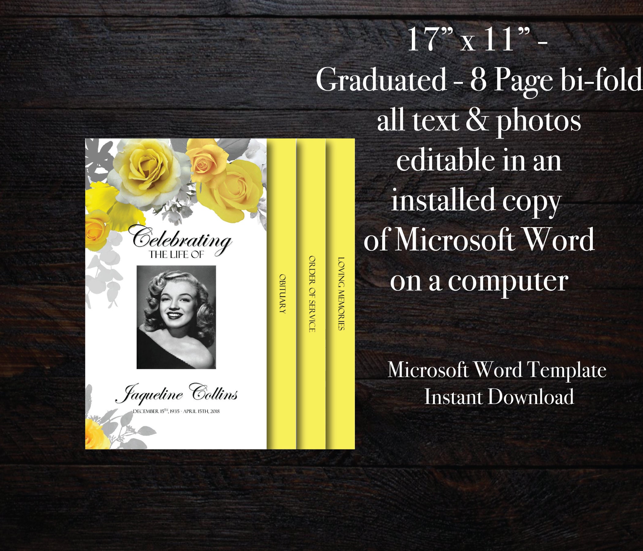 Funeral Program Template 8 Pages Graduated Fold Funeral Etsy memorial-program-word-2007-word-file-program-template-funeral