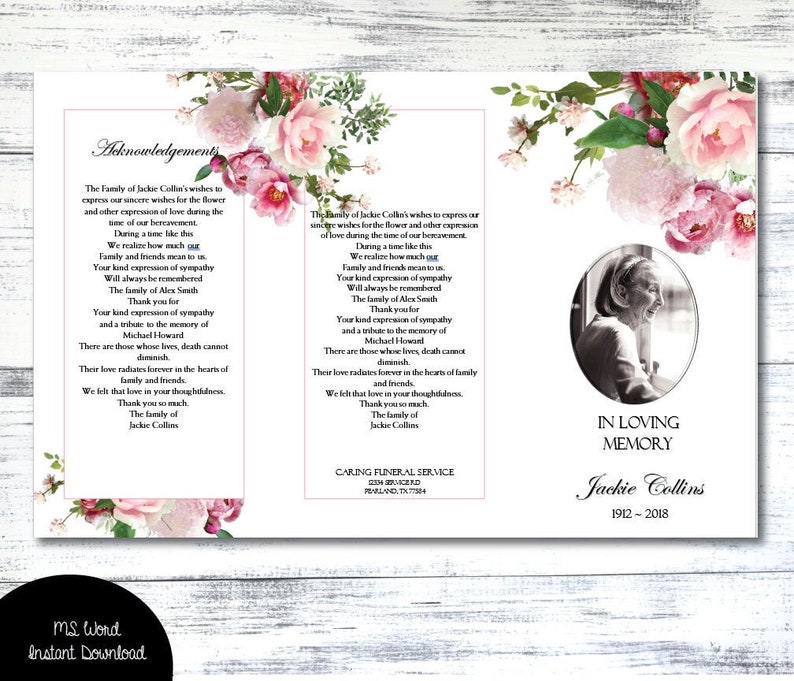 Funeral Program Template 17 X 11 Double Sided Etsy Funeral Program Template 17 X 11 Double Sided Etsy