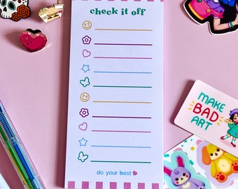 Check It Off Notepad | Cute Kawaii Stationary, Planner Notes, To Do List