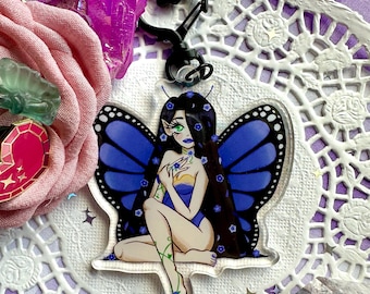 Llavero de hada azul / Llavero bonito, Llavero kawaii, Llavero de hada, Llavero de mariposa