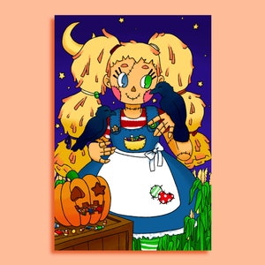 Impressão de espantalho amigável | Impressão de arte fofa de Halloween