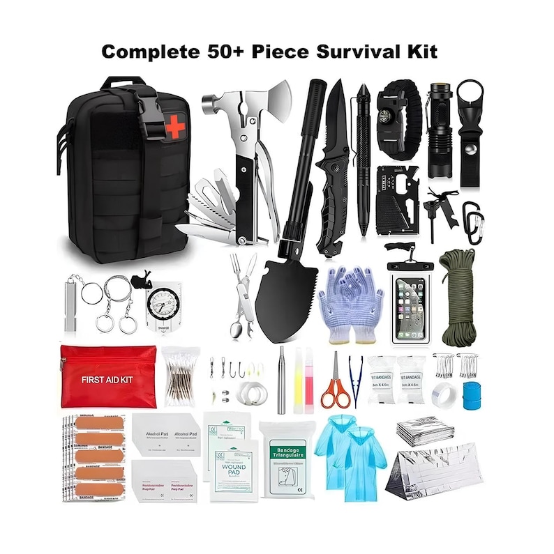 Ultimate Survival Kit 50+ Tools | MOLLE Emergency Bag for Camping ...