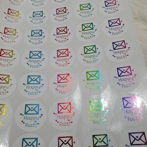 Happy post mail stickers  handmade business logo stickers foiled transparent gloss matt labels custom packaging orders
