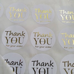 Thank you for your order / business sticker labels envelope seals packaging gold /rose gold/silver foil of tour choice / round /circle