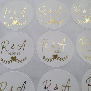 Foiled personalised Wedding  stickers, label rose gold nikah mehndi walima favour stickers,custom wedding stickers