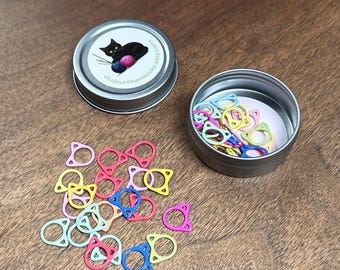 Cat Ear Stitch Marker Set: 35 Colorful Knitting Crochet Markers