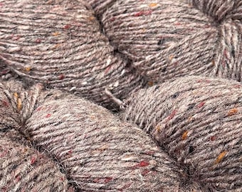 Donegal Kilcarra Tweed Wool Yarn, Aran Weight, Heathered Brown, 348 Yards