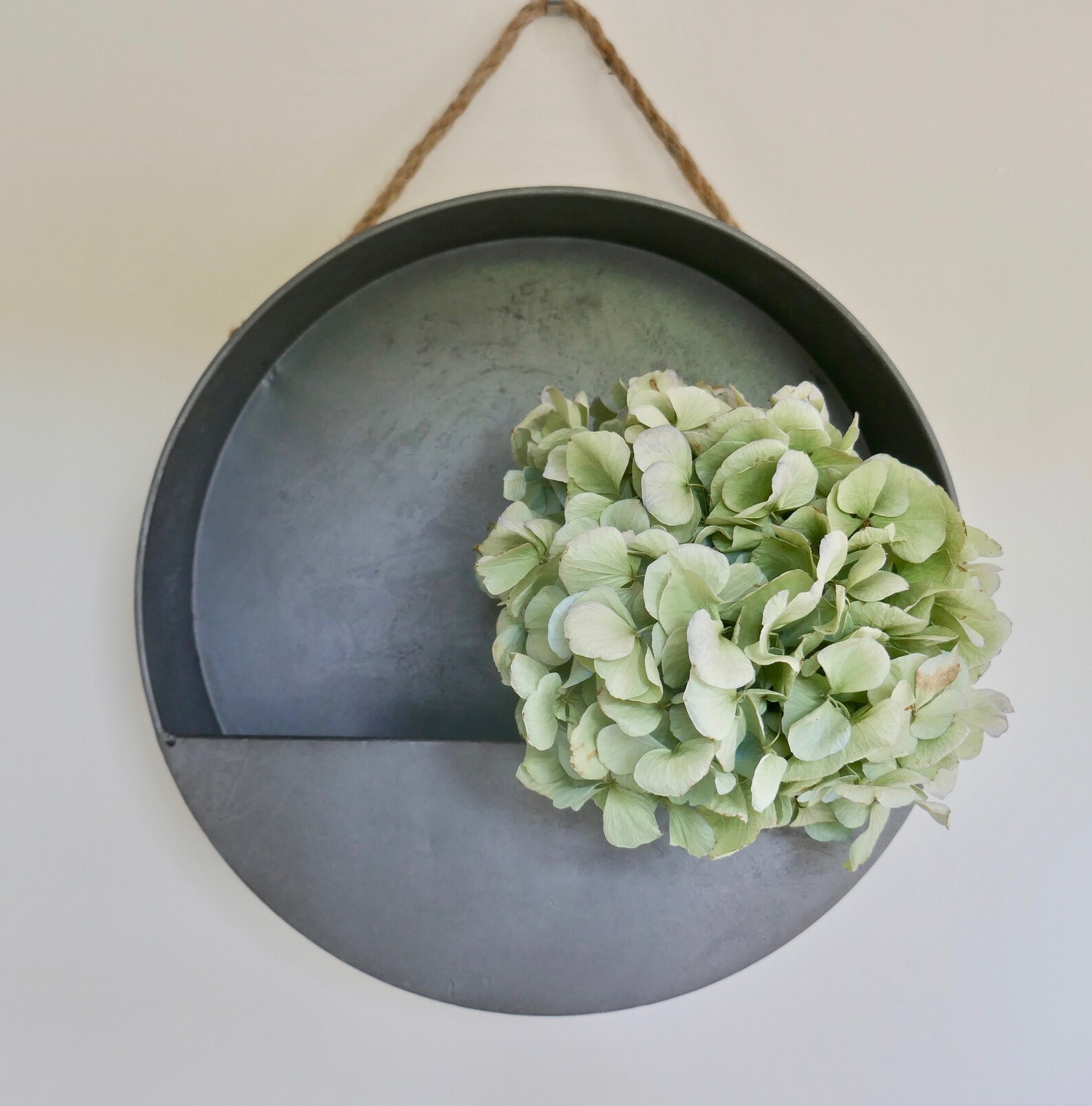 Round Zinc Hanging Wall Planter Etsy
