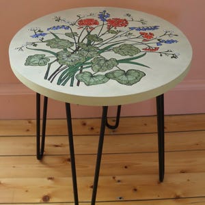 Hand painted floral side table