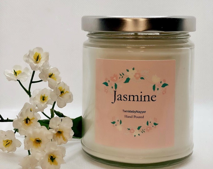 Jasmine Scented Candle | Handmade Soy Candle | 100% Soy Wax | Jar Candles