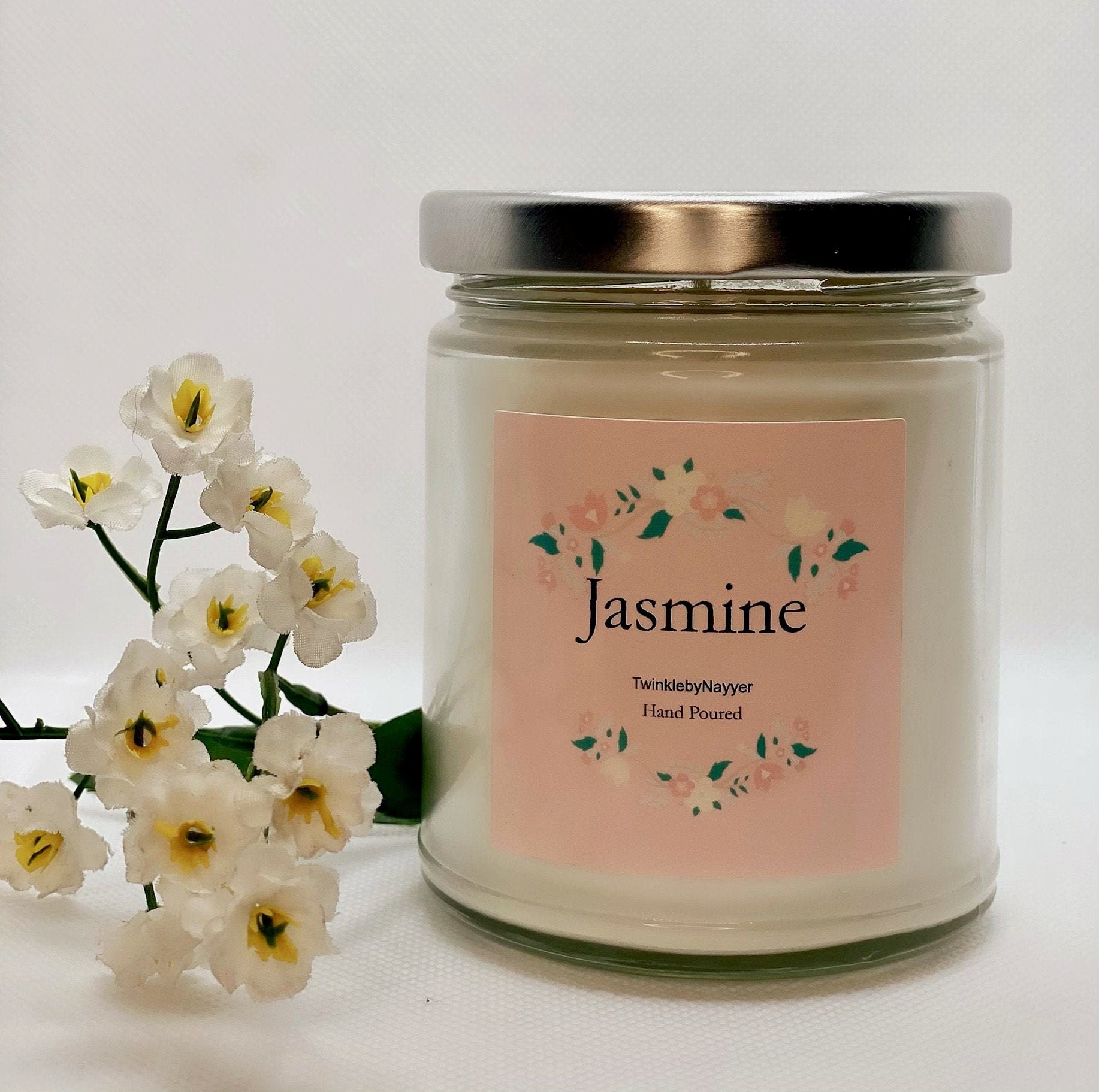 Jasmine Scented Candle Handmade Soy Candle 100% Soy Wax Jar Candles ...