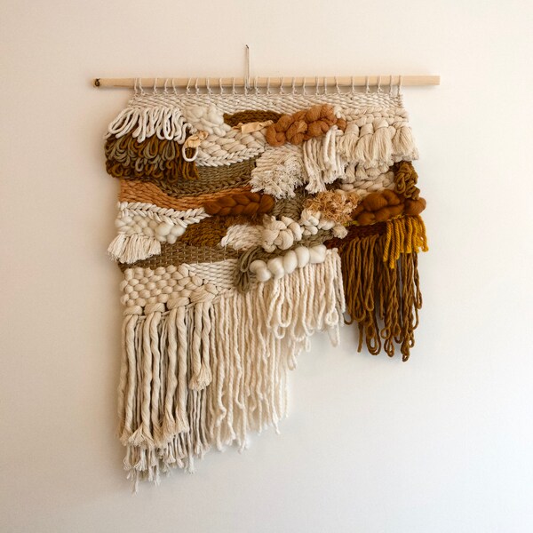 Hand woven wall hanging - boho art decor