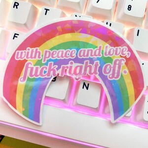 PEACE AND LOVE Rainbow Vinyl Sticker Holo