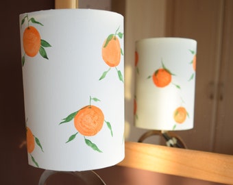 Oranges and their leaves canvas lampshade: hand-made and hand-painted, perfect for Mothers day, Christening Gift, & Anniversary Present