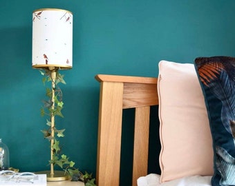 A garden of robins canvas lampshade: hand-made and hand-painted, perfect for Mothers day, Christening Gift, & Anniversary