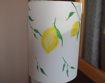 Lemon heaven canvas lampshade: hand-made and hand-painted, perfect for Mothers day, Christening Gift, Birthday & Anniversary Present