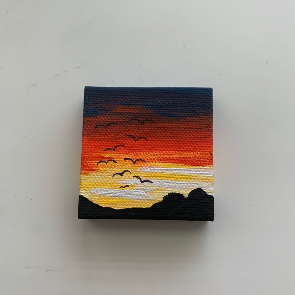 Small 5x5cm Sunset Painting