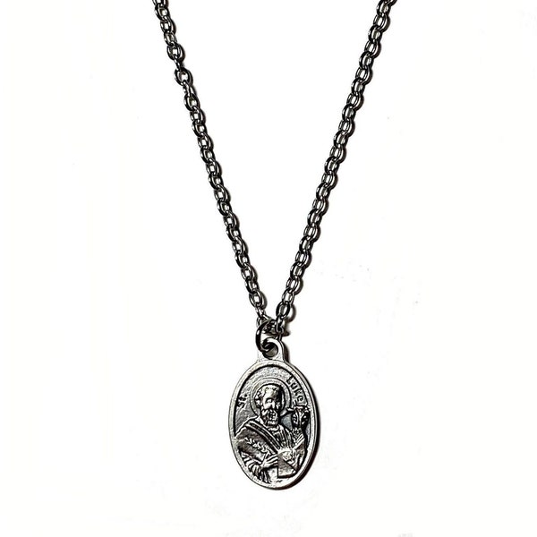 Saint Luke, Chain Necklace, Stainless Steel Chain, Necklace, Saint Medal, Pray For Us Necklace, Gifts, Mother's Day Gifts.