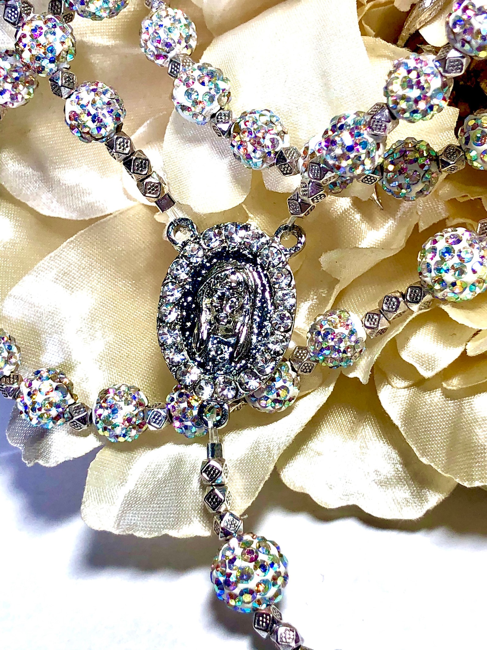 Bridal Gifts, Wedding Rosary, Pave Crystal Rosary, Pave Stones, Wedding