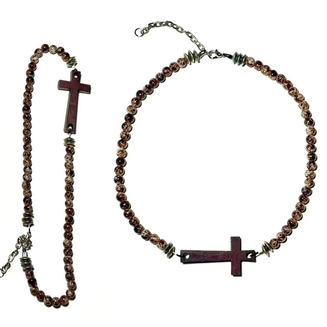 Cross Necklace Choker, Streetwear Choker, Women and Men Choker Necklace, Beaded Necklace, Anklet