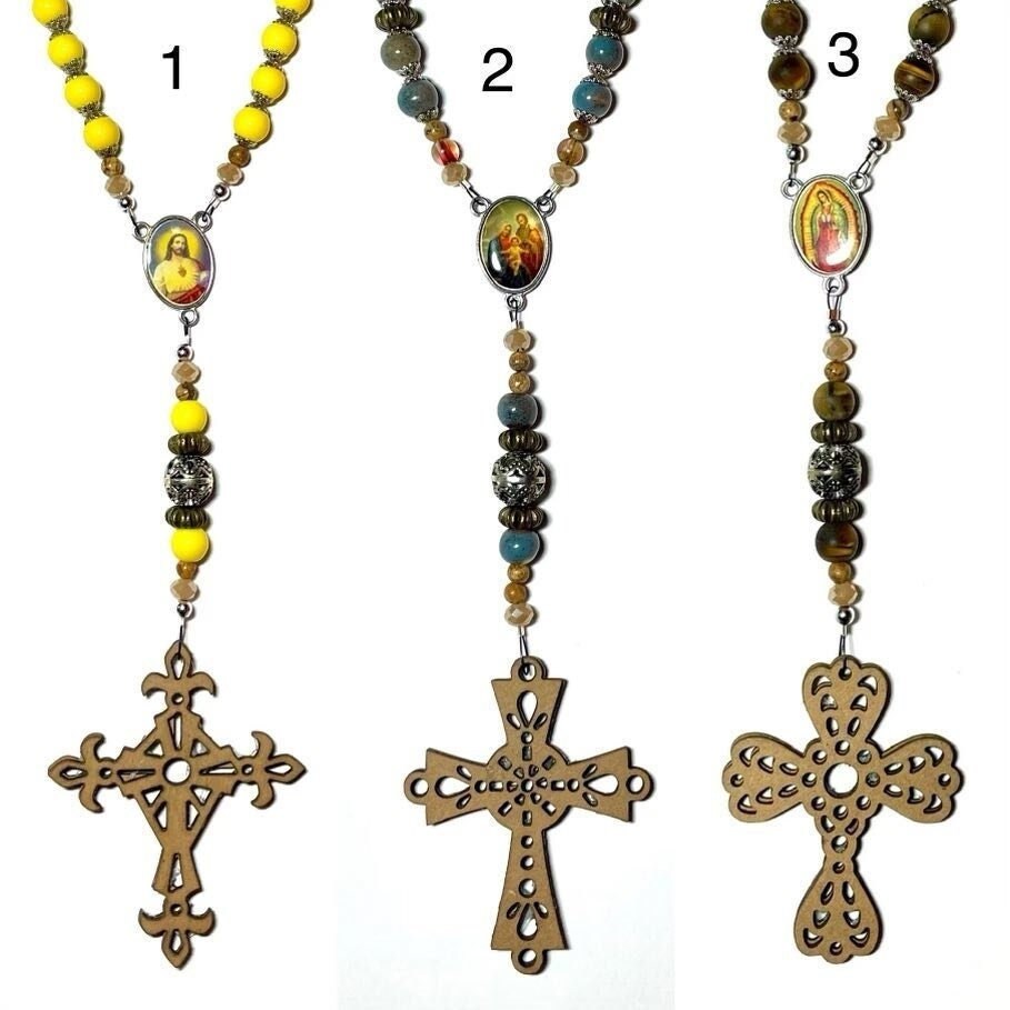 Auto Rosary, Car Rosary, Rearview Mirror Hanger, Catholic Gifts, Auto