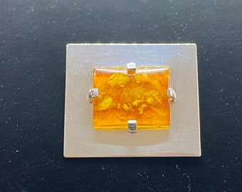 Amber and Sterling Brooch Pendant from Mariusz Gliwinski