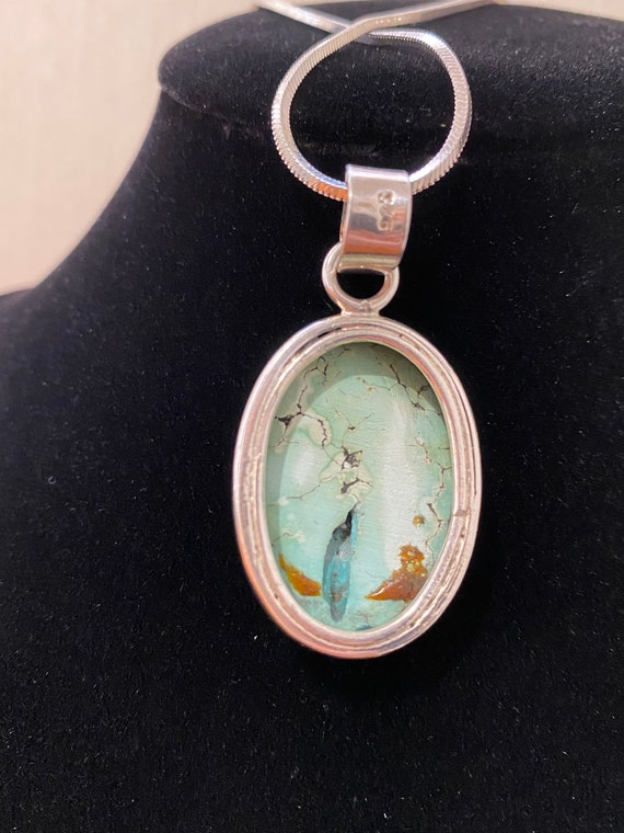 Perfectly Simple Turquoise and Sterling Pendant N… - image 9
