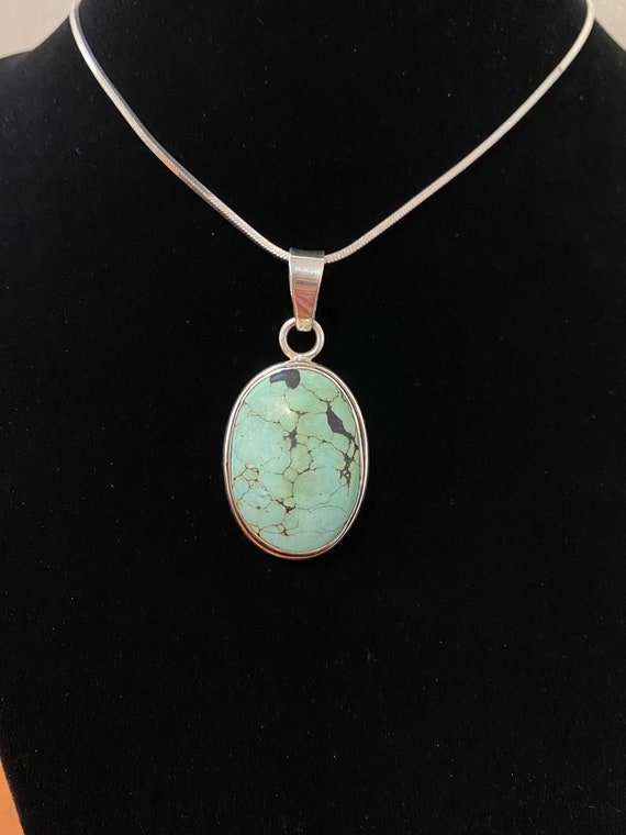 Perfectly Simple Turquoise and Sterling Pendant N… - image 7