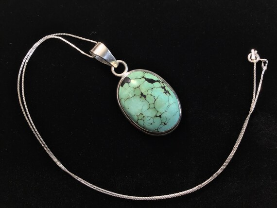 Perfectly Simple Turquoise and Sterling Pendant N… - image 3