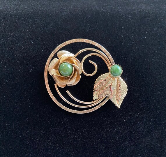 Winard 12K GF Aventurine Brooch - image 8