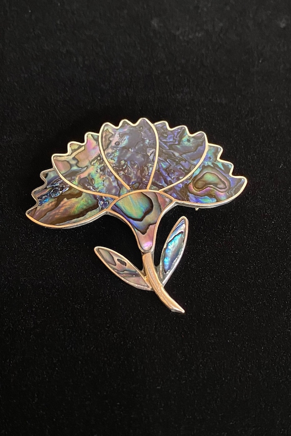 Beautiful Vintage Sterling Silver Abalone Taxco Br
