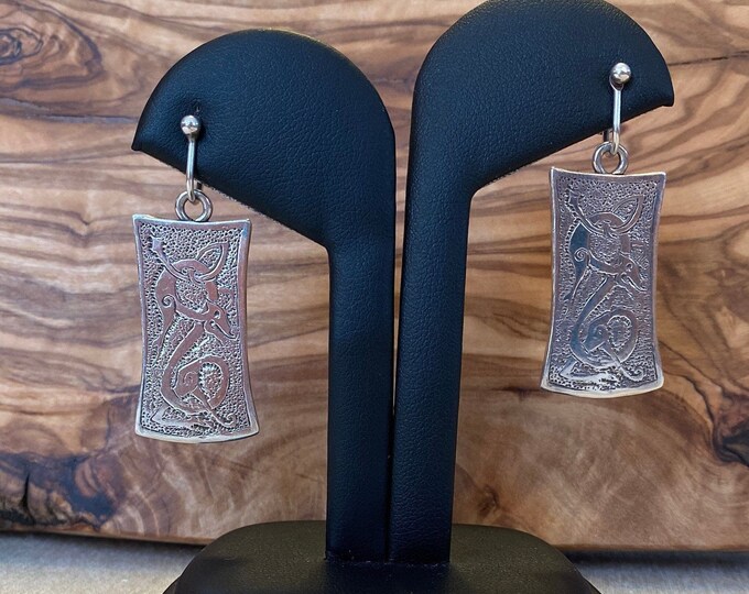 Vintage Artisan Celtic Dragon Sterling Silver Earrings