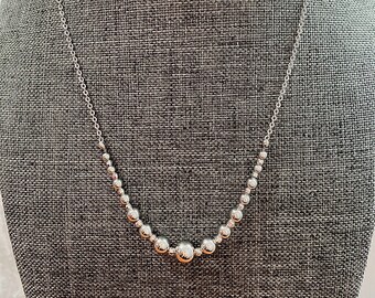 Delicate 14kt White Gold Milor Italian Beaded Necklace