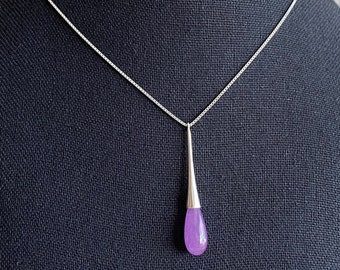 Beautiful Pale Purple Amethyst & Sterling Silver Teardrop Pendant