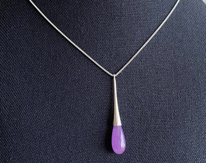 Beautiful Pale Purple Amethyst & Sterling Silver Teardrop Pendant
