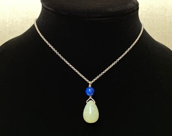 Singular Drama Aventurine & Lapis Sterling Rolo Chain Necklace