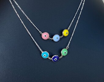 Sterling Silver Evil Eye Charm Necklace
