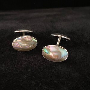 Lovely Vintage Sterling Silver & Blister Pearl Cufflinks