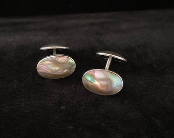 Lovely Vintage Sterling Silver & Blister Pearl Cufflinks