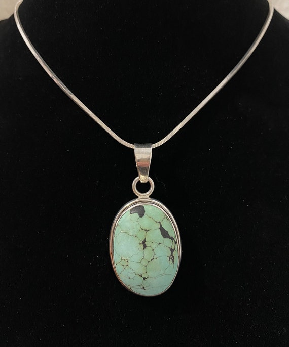 Perfectly Simple Turquoise and Sterling Pendant N… - image 2