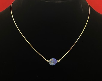 Vintage 14kt Gold Cobra Chain & Freeform Lapis Necklace