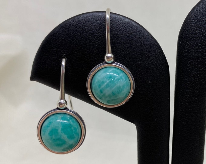 Virginia Amazonite and Sterling Silver Cabochon Earrings