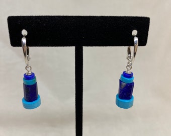 Lapis and Turquoise Sterling Silver Earrings