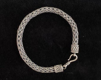Blackened Bali Style Textured Wheat Chain Bracelet