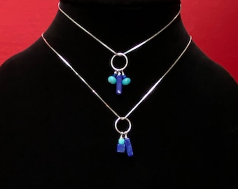 Original Playful & Fun Lapis Amazonite Sterling Silver Pendant Necklaces