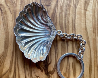 Beach Beautiful Scallop Shell Sterling Keychain