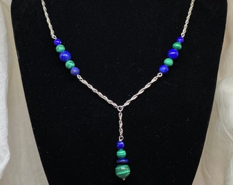 Malachite and Lapis Sterling Silver Necklace