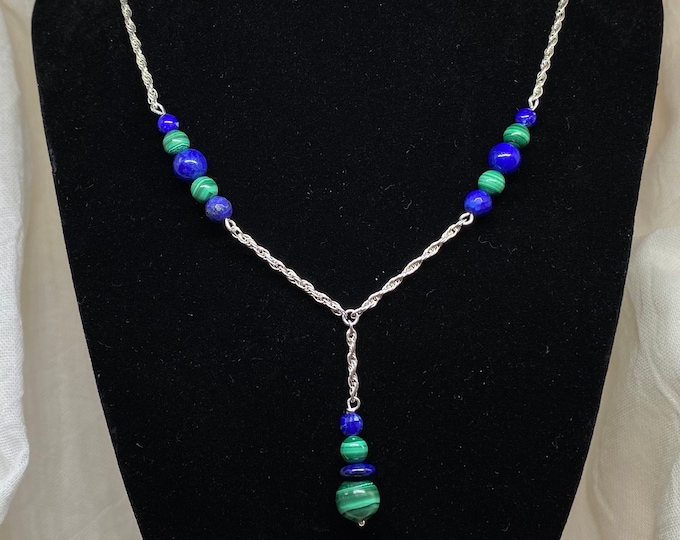 Malachite and Lapis Sterling Silver Necklace