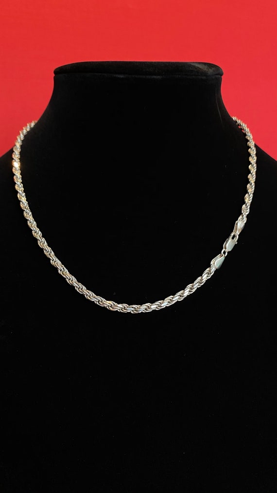 Blackened Silver Solid Rope Chain From Italy - image 4